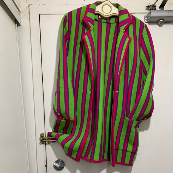 VINTAGE PORTS TRADEMARK DESIGNS WOOL STRIPE JACKETS SIZE M - Picture 9 of 14